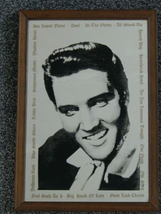 Vintage Framed Elvis Presley Picture Mirror Song Titles Memorabilia Wall Art