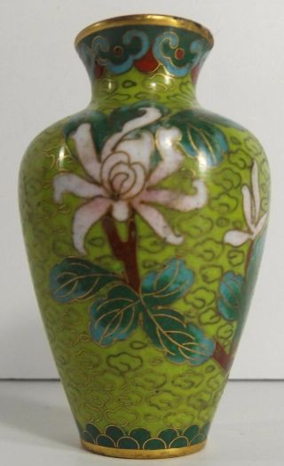 Vintage Japanese Miniature Cloisonné Vase Chrysanthèmum 3” X 2”