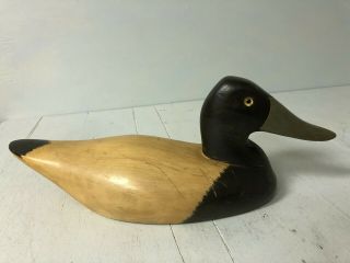 Vintage C 1995 Wood Duck Decoy With Glass Eyes Signed North Carolina & More