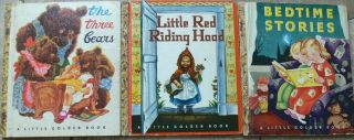3 Vintage Little Golden Books Little Red Riding Hood (wine),  The Three Bear,