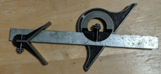 Vintage Machinist 12 " Center And Protractor Square