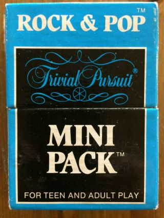 Trivial Pursuit Rock & Pop Expansion Mini Pack Card Blue Horn Abbot 1987 Vintage