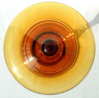 Large Vtg 60 ' s Amber Glass Bon Bon/Apothecary Jar Empoli Italy 2 of 2 5