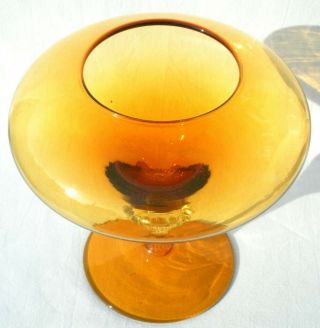 Large Vtg 60 ' s Amber Glass Bon Bon/Apothecary Jar Empoli Italy 2 of 2 6