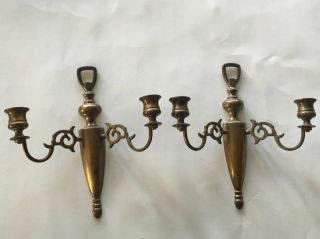 Vintage Candle Holder Wall Sconce Brass Gothic Made In England Pair