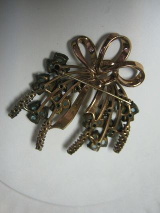 VINTAGE STERLING SILVER PIN BROOCH BOUQUET WITH HANGING RHINESTONE FLOWERS 4