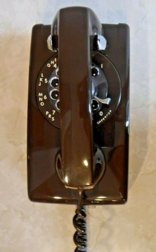 Itt Model 554 Chocolate Brown Wall Telephone With Rotary Dial Vintage Phone
