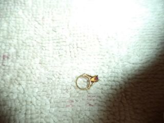 Vintage Miniature 14k Yellow Gold Ring Charm Pendant Purple Stone For A Doll