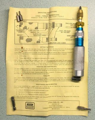 Vintage Utica Bonney Ts - 35 Torque Limiting Screwdriver Hex Bits Box
