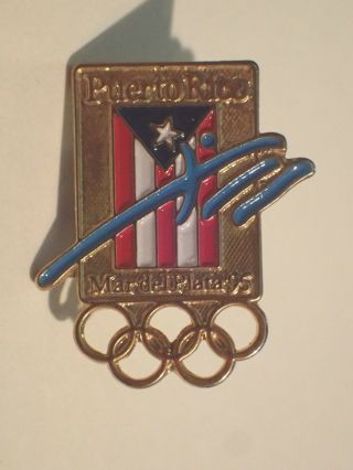 Vintage Puerto Rico National Olympic Committee (noc) Pin Badge 1995 Mar Delplata
