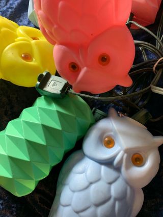Vintage 60s Owl Blow Mold String Lights Lantern Patio Party Tiki Lantern Mixed 4