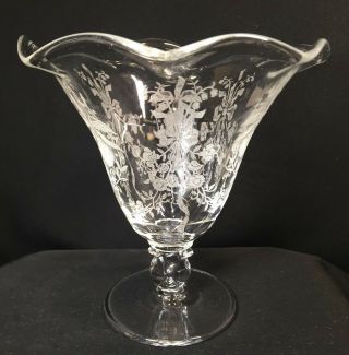 Vintage Elegant Glassware Lariet With " Orchid " Pattern Vase 5 5/8 " H 5 1/2 " W