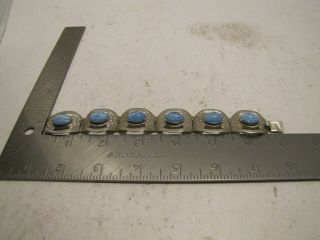 Vintage Taxco Sterling Silver 925 Hecho Mexico Hinged 6 1/2 " Bracelet Blue Stone