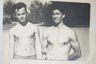 Shirtless Handsome Young Men Friends Bulge Gay Int Vintage Photo