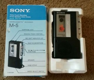 Vintage Sony M - 5 Microcassette Recorder Player No Wrist Strap.  Comes.