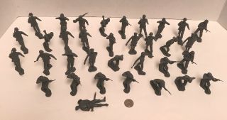 34 Vintage Dark Gray Marx Navarone German Soldiers Plastic Play Set Figures