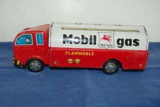 Vintage H Toys Japan,  Mobil Oil Gas/ Petrol Truck,  Tin,  9 " Long,  Friction Wheels