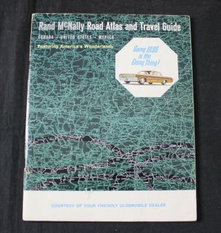 Vintage 1963 Rand Mcnally Road Atlas & Travel Guide - Oldsmobile Dealer Promo
