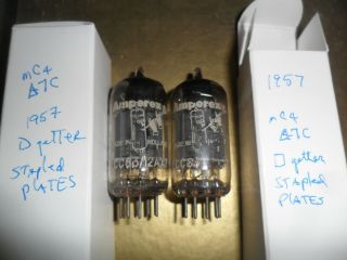 12AX7 / ECC 83 Amperex Bugle Boy 1957 Matched Date Codes mC4 7C D Getter Matched 2