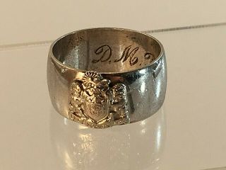 Phi Mu Sorority " Soeurs Fideles " Sterling Ring.  Size 6.  Vintage 1960s.  D24
