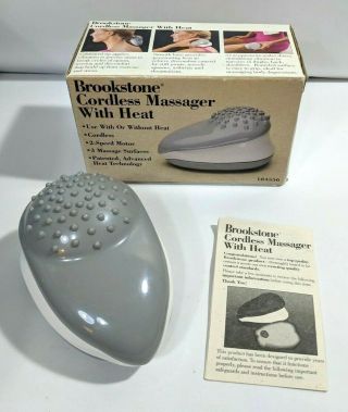 Brookstone Cordless Massager With Heat Handheld 2 Speed C Battery Vintage 184556