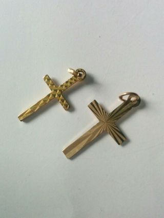 Vintage 9ct Gold Cross Pendant & Vintage Yellow Metal Cross.