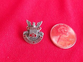 Vtg 15 Year Sterling Silver Selective Service Lapel Pin Military United States