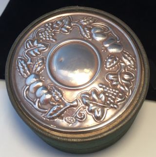 Vintage Sterling Silver Lovely Lidded Trinket Box Arts And Crafts Relief Design