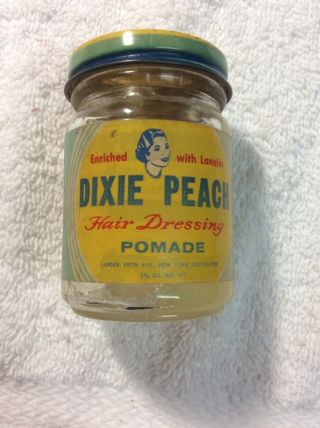 Vintage Dixie Peach Pomade Hair Dressing 2 1/4 Oz