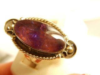 Mexico Sterling Baltic Amber Handcrafted Ring Sz 7 1/2 Vintage Long Ornate