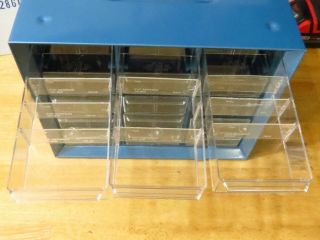 Vintage 15 Drawer Akro Mils Blue Metal Small Parts Storage Organizer 6