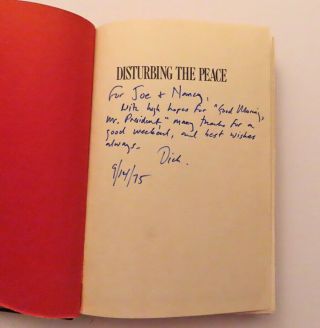 Disturbing The Peace by Richard Yates.  1975,  1st Printing.  Inscribed/Dated 3