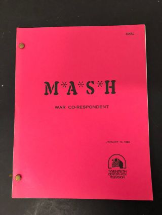 Vtg Mash Tv Show Script Acquired From Cast Member War Co - Respondent