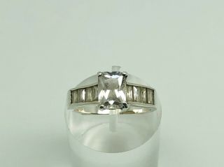 Gorgeous Vintage Sterling Silver Cubic Zirconia Cz Cocktail Ring Size P