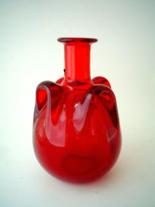 Vintage Red Murano Art Glass Vase Or Decanter