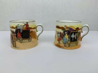 Set Of 2 Vintage Royal Doulton China Coaching Days Bone Tapered Mugs