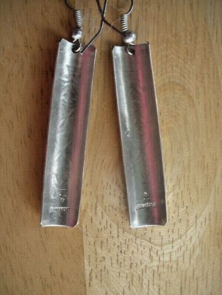 Vintage Signed Navajo Annie Chapo Sterling Silver Earrings 1 3/4 
