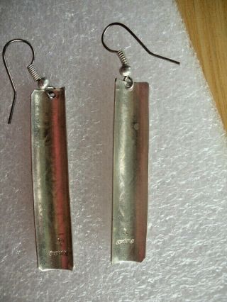 Vintage Signed Navajo Annie Chapo Sterling Silver Earrings 1 3/4 