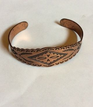 Vintage Solid Copper Southwestern Cuff Bangle Bracelet 2