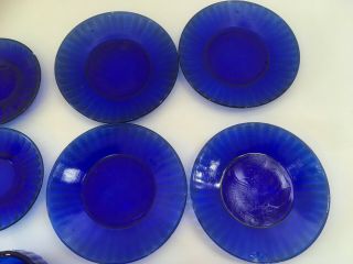 Vintage 12 pc Set Cobalt Blue Akro Agate Toy Tea Set Childrens Dishes 4