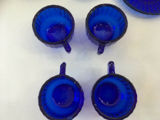 Vintage 12 pc Set Cobalt Blue Akro Agate Toy Tea Set Childrens Dishes 6