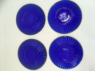 Vintage 12 pc Set Cobalt Blue Akro Agate Toy Tea Set Childrens Dishes 8
