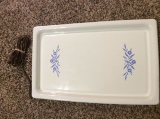 Corning Ware Blue Cornflower Food Warming Tray Hot Plate Platter Vintage