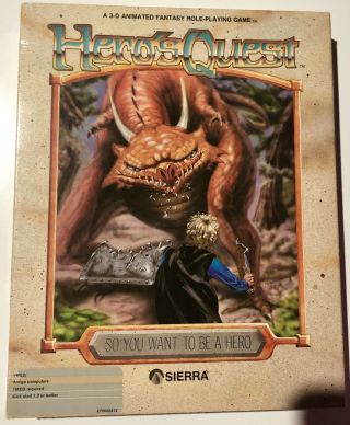 Hero’s Quest - So You Want To Be.  Hero.  Sierra.  Big Box For The Amiga.  Rare.