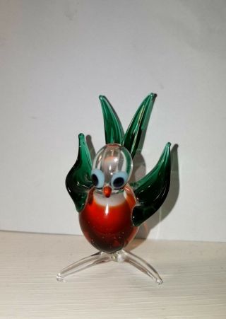 STUNNING VINTAGE MURANO ART GLASS MINIATURE BIRD FIGURINE robin 2