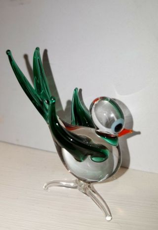 STUNNING VINTAGE MURANO ART GLASS MINIATURE BIRD FIGURINE robin 3
