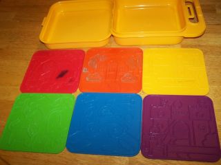 VTG 1990 6 TUPPERWARE TUPPERTOYS RUBBING PLATES ARTS CRAFTS TOY CARRYING CASE 2