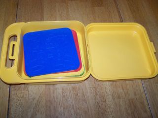 VTG 1990 6 TUPPERWARE TUPPERTOYS RUBBING PLATES ARTS CRAFTS TOY CARRYING CASE 5