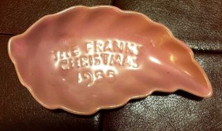 1955 Vintage Frankoma Art Pottery Clay Pink Mini Leaf Christmas Card The Franks