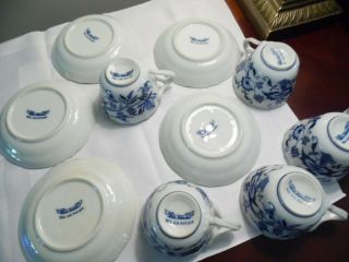 BLUE DANUBE set of 5 TEA CUPS & SAUCERS vintage BLUE & WHITE CHINA 5